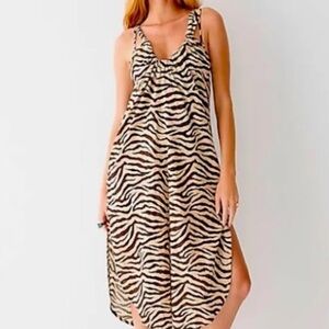 J. Crew Swim | Swingy Cotton-Voile Beach Dress In Zebra Stripe, Size: S